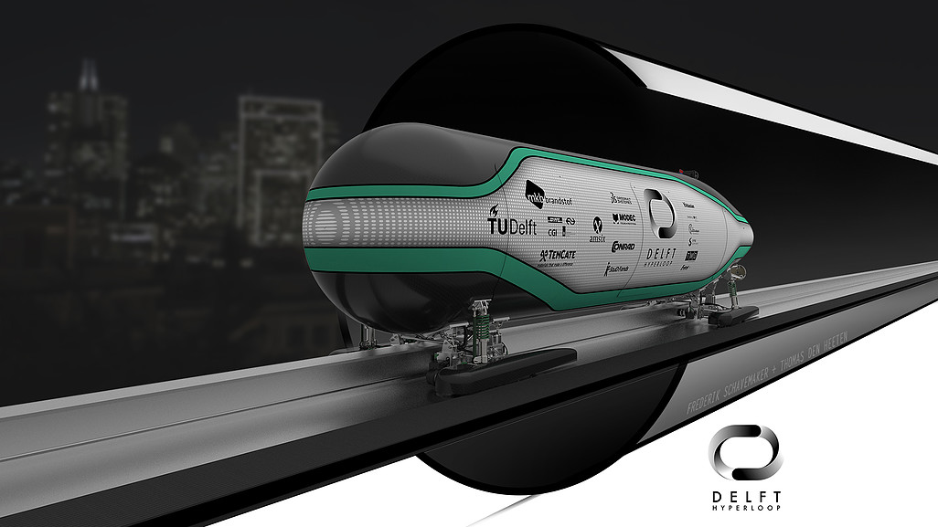 Het ontwerp van de Hyperloop door de TU Delft (Foto: Hyperloop; TU Delft)