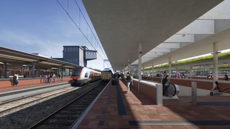 Zo zal het vernieuwde hoofdstation van Groningen er straks uitzien. (Foto: ProRail)