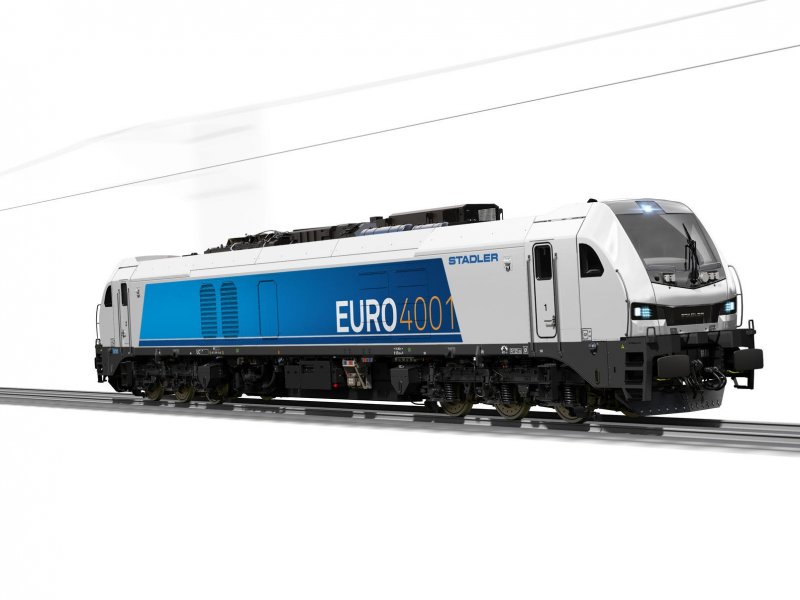 De Euro4001 van Stadler in de standaardkleuren. Het uiteindelijke ontwerp zal later bekend worden gemaakt. (Foto: Stadler)