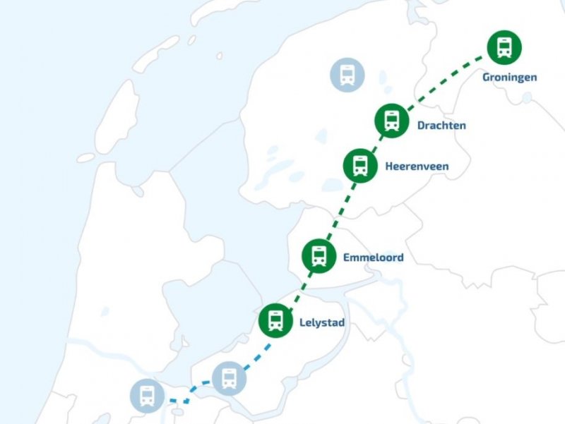 De Lelylijn zal tussen Lelystad en Groningen worden aangelegd. (Foto: Lelylijn.nl)