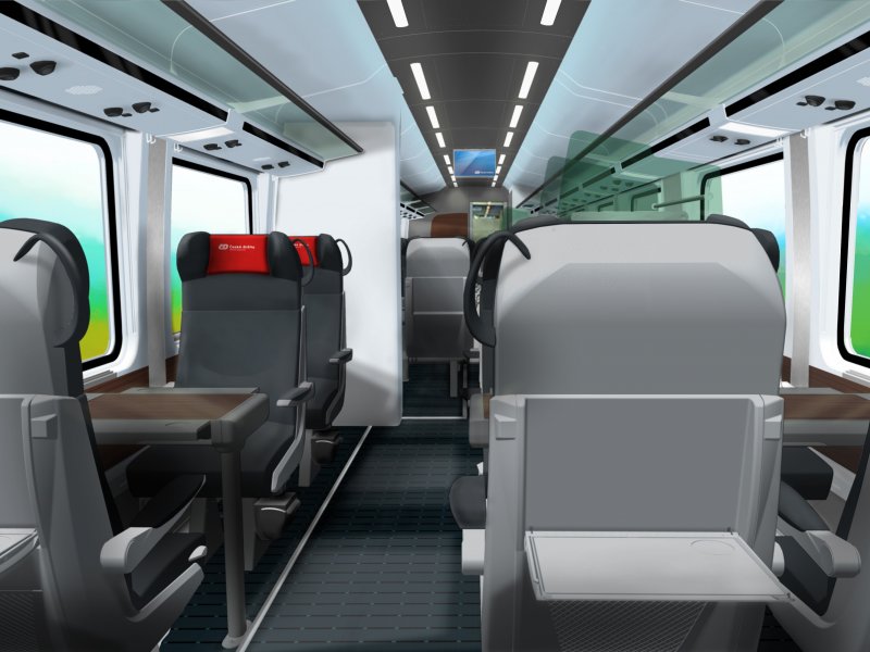 Het interieur van de nieuwe trein, met overal verstelbare stoelen (Foto: Siemens / Skoda)
