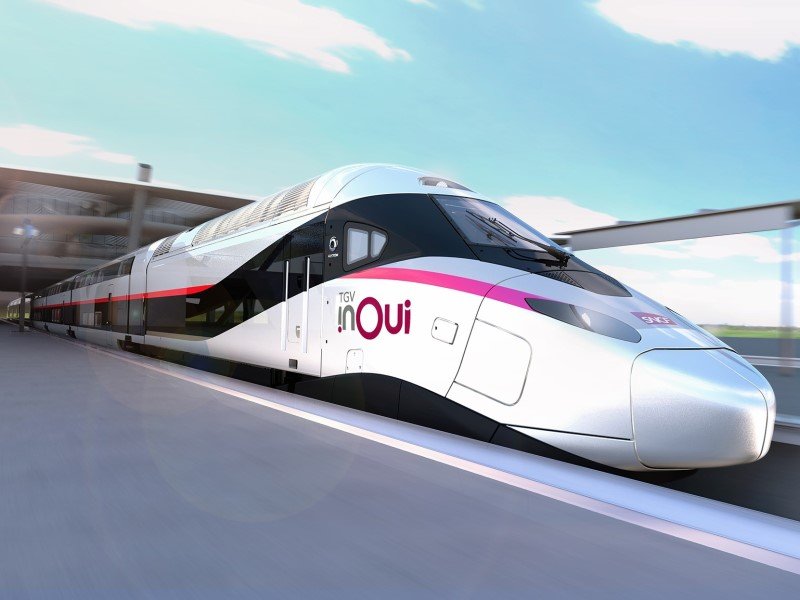 Een conceptschets van de livrei waarmee de nieuwe TGV-M bij de SNCF zal rijden. (Foto: Alstom)