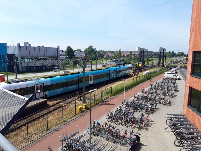De ontsporing bij station Groningen (Foto: Justin Prak)