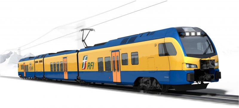 De nieuwe FLIRT voor RFI die als onderhoudstrein zal dienen. (Foto: RFI/Stadler)