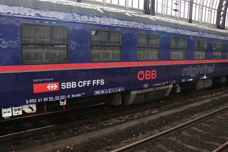 Een van de veertien rijtuigen van de Nightjet. (Foto: Treinenweb)