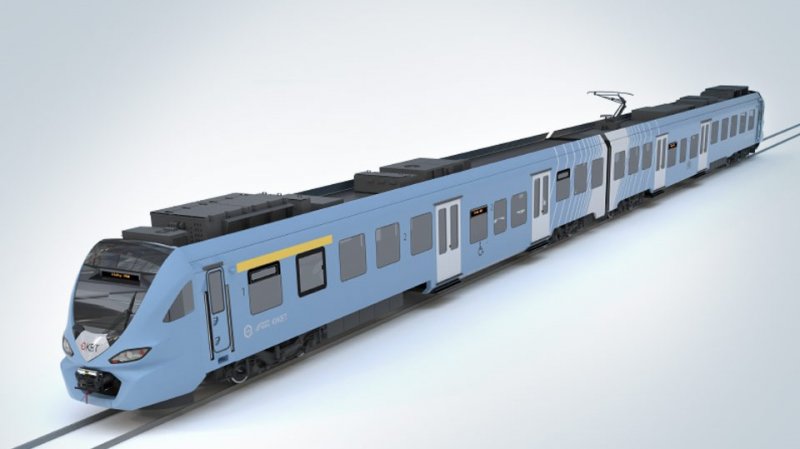 Het model van de nieuwe CAF Civity batterijtrein. (Foto: VRR)