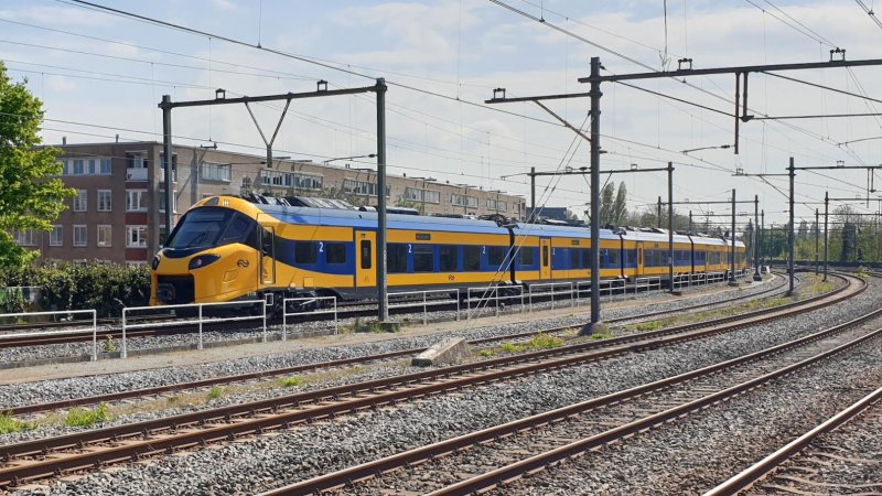 De nieuwe ICNG tijdens een proefrit op Amsterdam Muiderpoort. (Foto: Treinenweb)