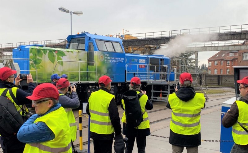 De omgebouwde Alstom H3 die nu op waterstofaandrijving rijdt. (Foto: Alstom)