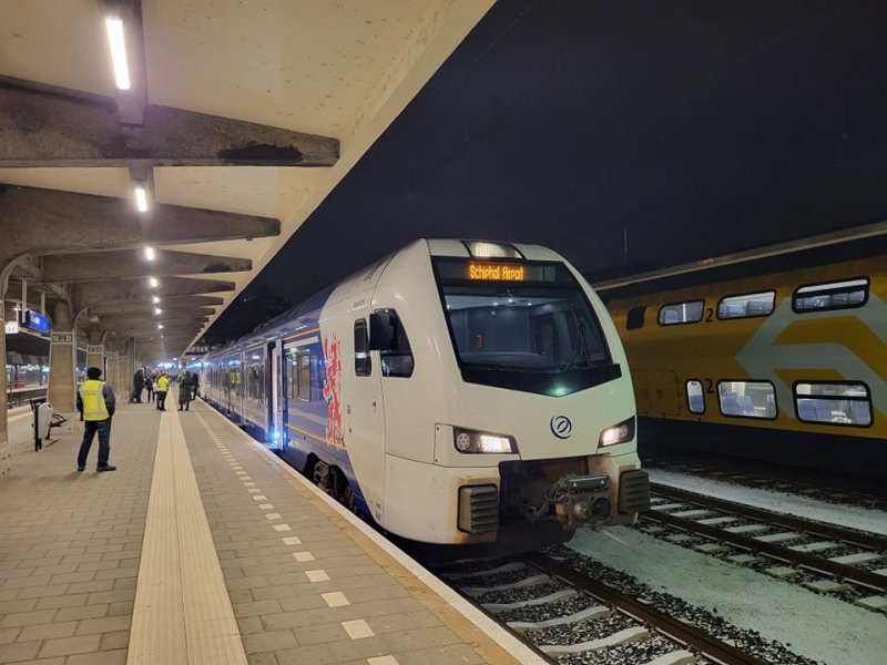 De nachttrein van Arriva op Maastricht. (Foto: Marvin Wolff)