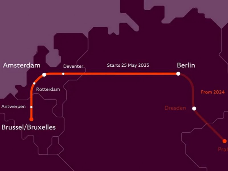 De route die de European Sleeper vanaf 25 mei 2023 naar Berlijn aflegt. (Foto: European Sleeper)