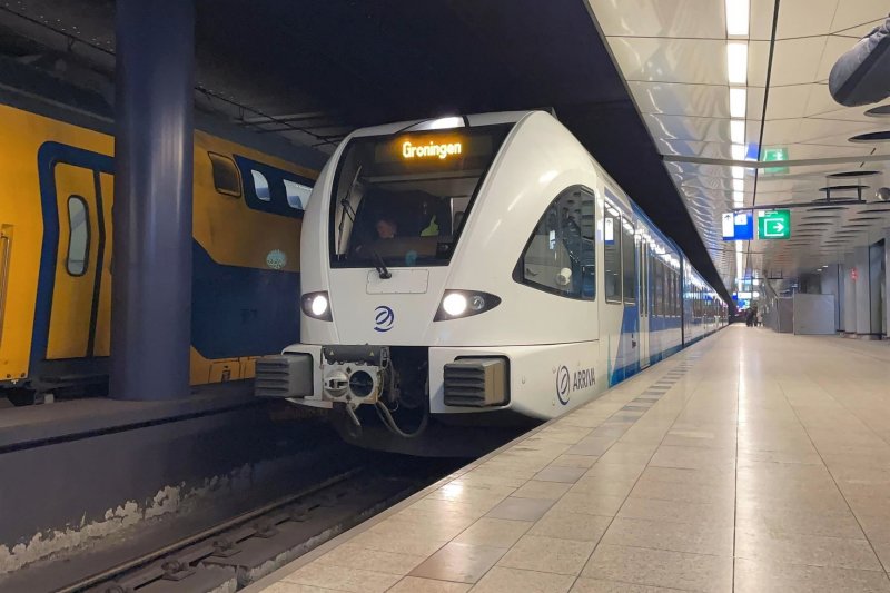 De aankomst van de trein op Schiphol Airport. (Foto: Thomas van der Meer)