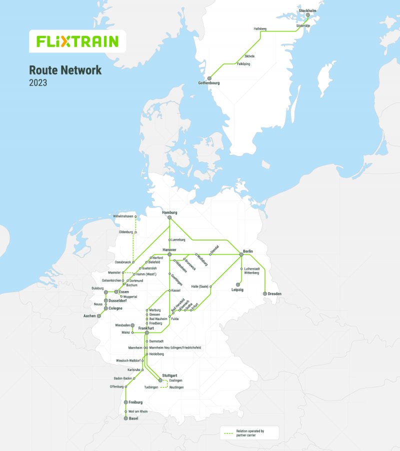 De routes van FlixTrain in Europa (Rechten: FlixTrain)