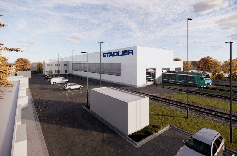 Een artist impression van de nieuwe werkplaats in Rendsburg. (Foto: Stadler)