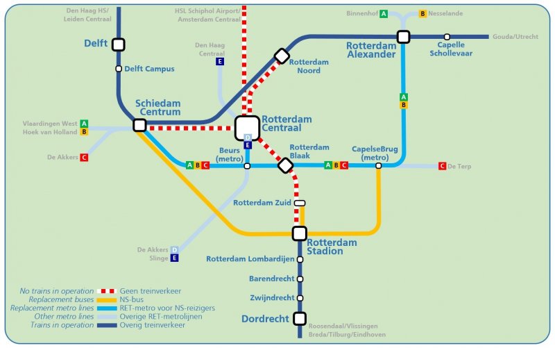 Rotterdam Centraal is dit weekend onbereikbaar vanwege werkzaamheden. (Foto: NS)