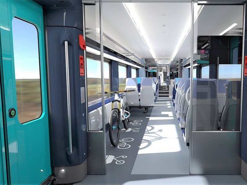 Het interieur zal veel plek krijgen voor fietsen, mobiele hulpmiddelen en bagage. (Foto: Alstom)