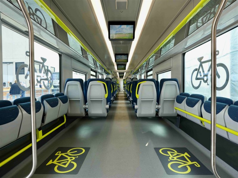 Er is veel ruimte in de trein voor fietsen en hulpmiddelen vor mobiliteit. (Foto: Alstom / Quasar Group)