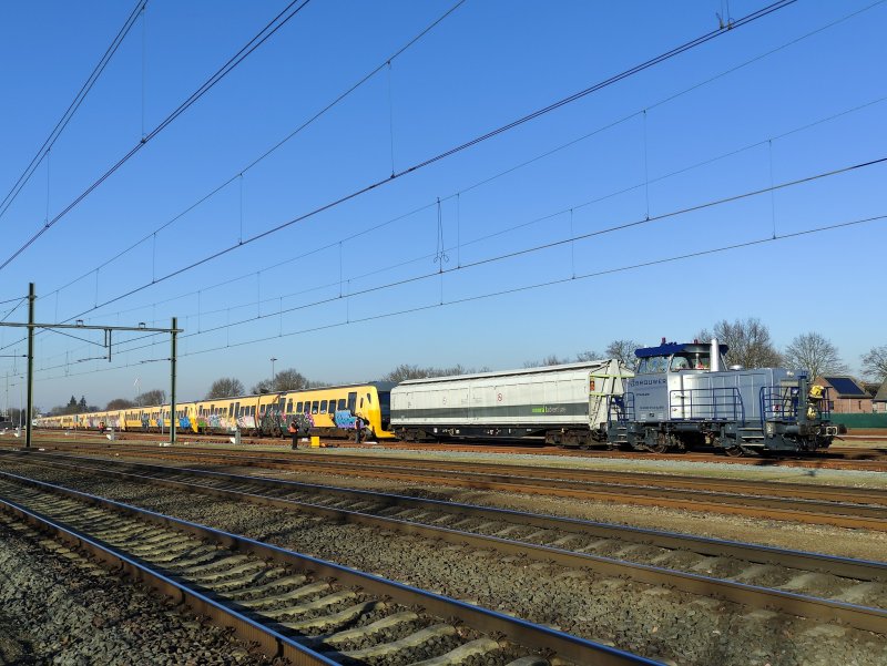 Het laatste transport van de overige zeven treinstellen. (Foto: Kevin Trumpie)