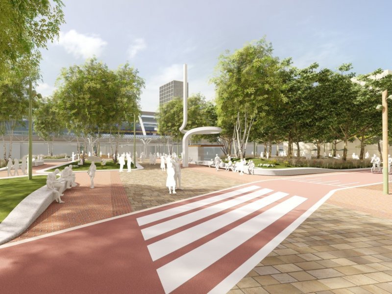 Het ontwerp van het nieuwe stationsgebied voor Lelystad Centrum. (Foto: Gemeente Lelystad)