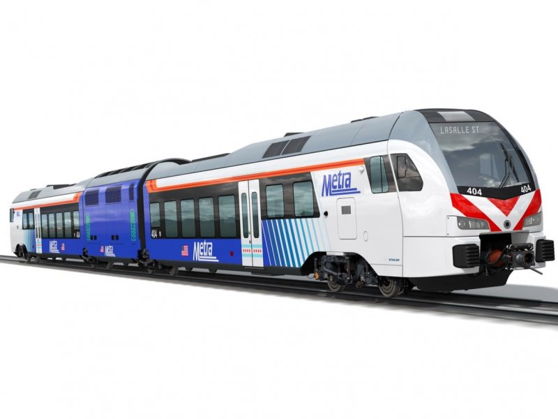 Het concept voor de nieuwe trein voor Metra. (Foto: Stadler)