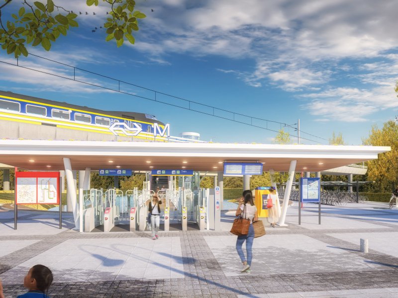 De nieuwe overkapping van de entree. (Foto: ProRail)