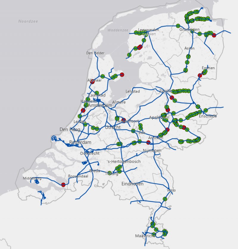 Een overzicht van de huidige NABO-spoorwegovergangen die nog actief zijn. (Rechten: ProRail)