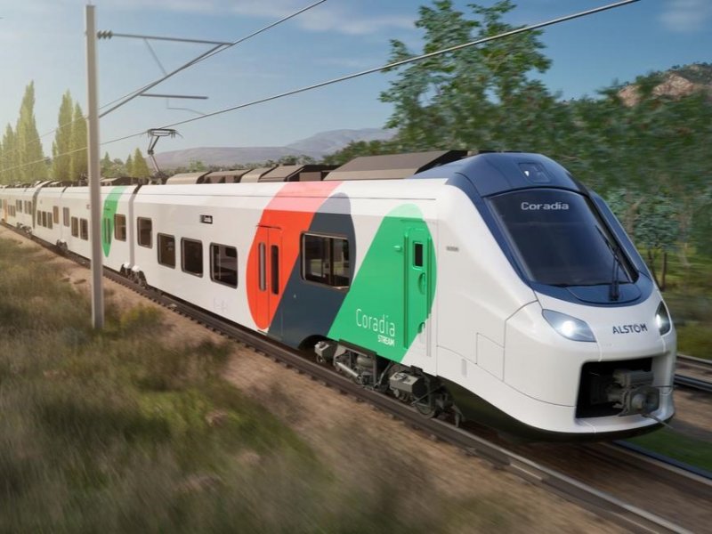 De Coradia Stream van Alstom in een Alstom-jasje. (Foto: Alstom Advanced & Creative Design)