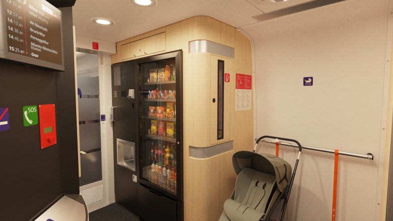 Reizigers die een snelle snack willen kunnen deze uit een snackautomaat halen. (Rechten: ÖBB)