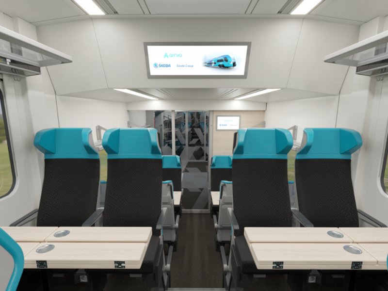 De trein kent ruime en comfortabele zitplaatsen. (Foto: Arriva Flaky)