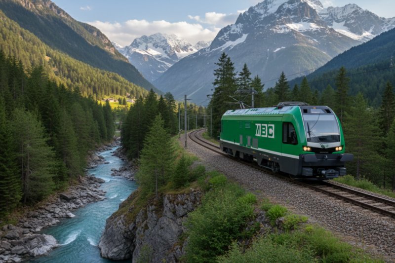 Een AI-impressie van de bewuste locomotief op bergspoorbanen. (Foto: )