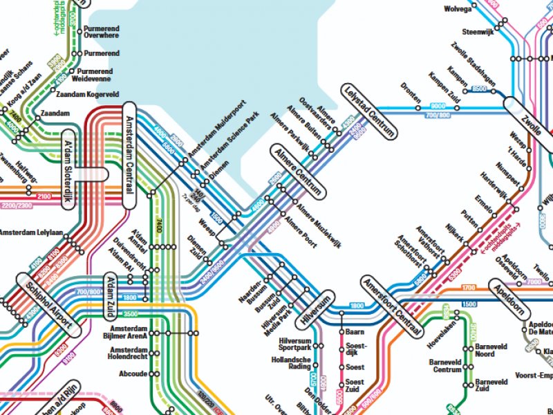 NS heeft de nieuwe spoorkaart van dienstregeling 2026 op hun site als download aangeboden. (Foto: NS)