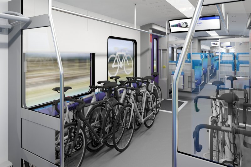 De fietsenruimte in de nieuwe trein. (Foto: Stadler / Arriva Nederland)