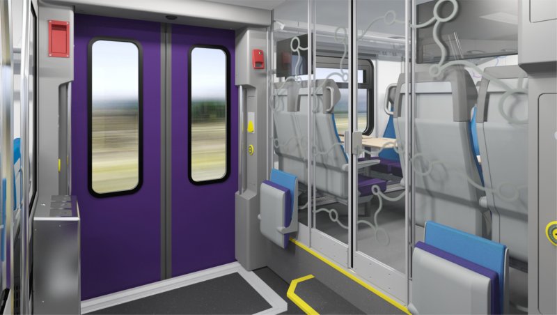 De entree in de Flirt, met aan deze kant de stiltezone. (Rechten: Stadler / Arriva Nederland)