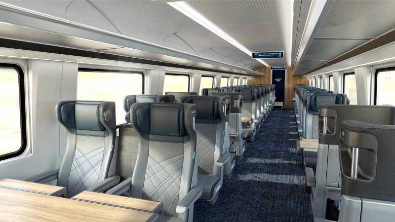De treinen krijgen een modern interieur om te voldoen aan de huidige wensen van de reizigers. (Rechten: Amtrak)