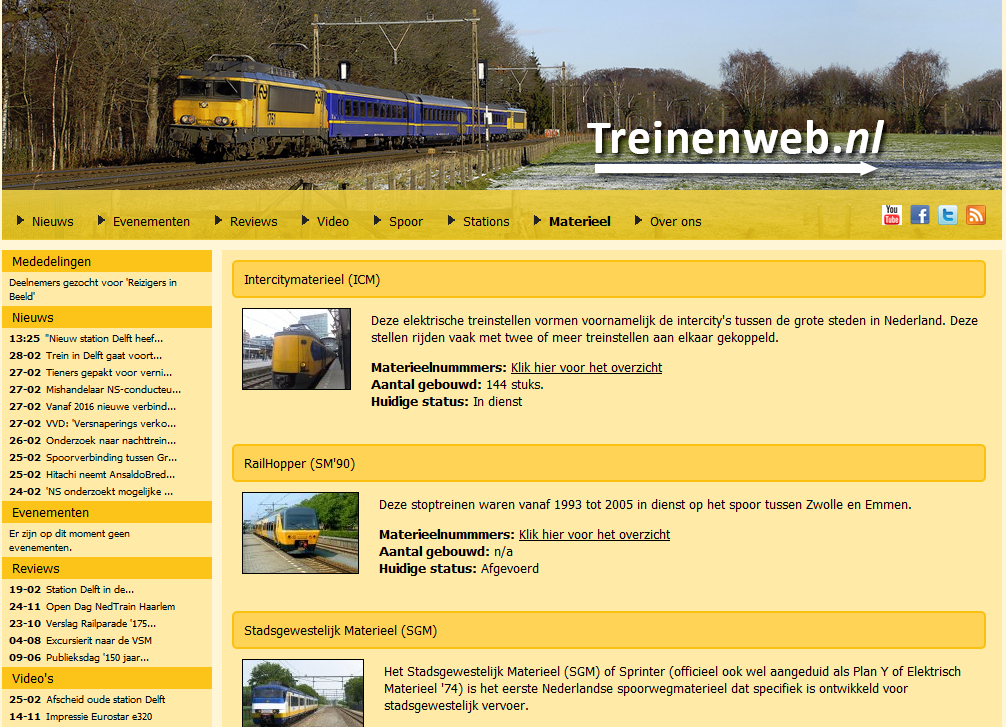 "Het verbeterde aanzicht van Treinenweb"